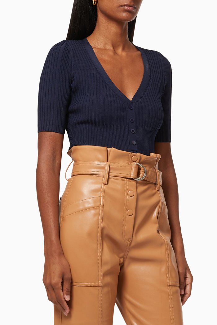 

Miyah Henley Knit Bodysuit, Blue