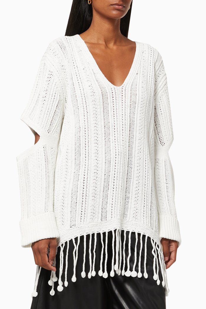 Rayna Poncho in Chunky Knit, White