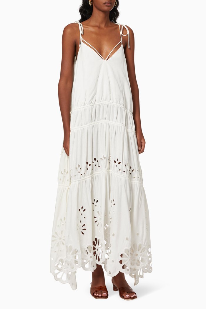 

Juna Broderie Anglaise Midi Dress, White