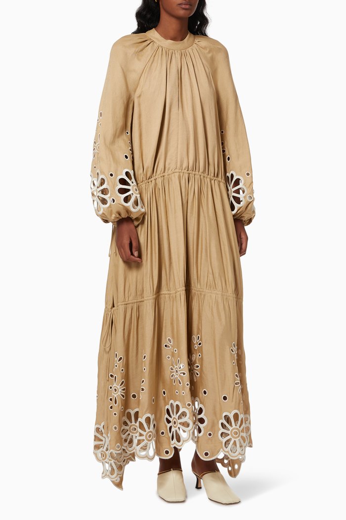 Anisa Broderie Anglaise Maxi Dress, Neutral