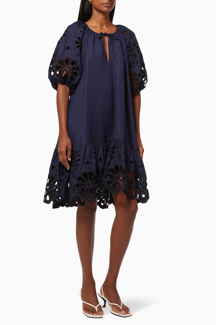 

Evangelina Broderie Anglaise Mini Dress, Blue
