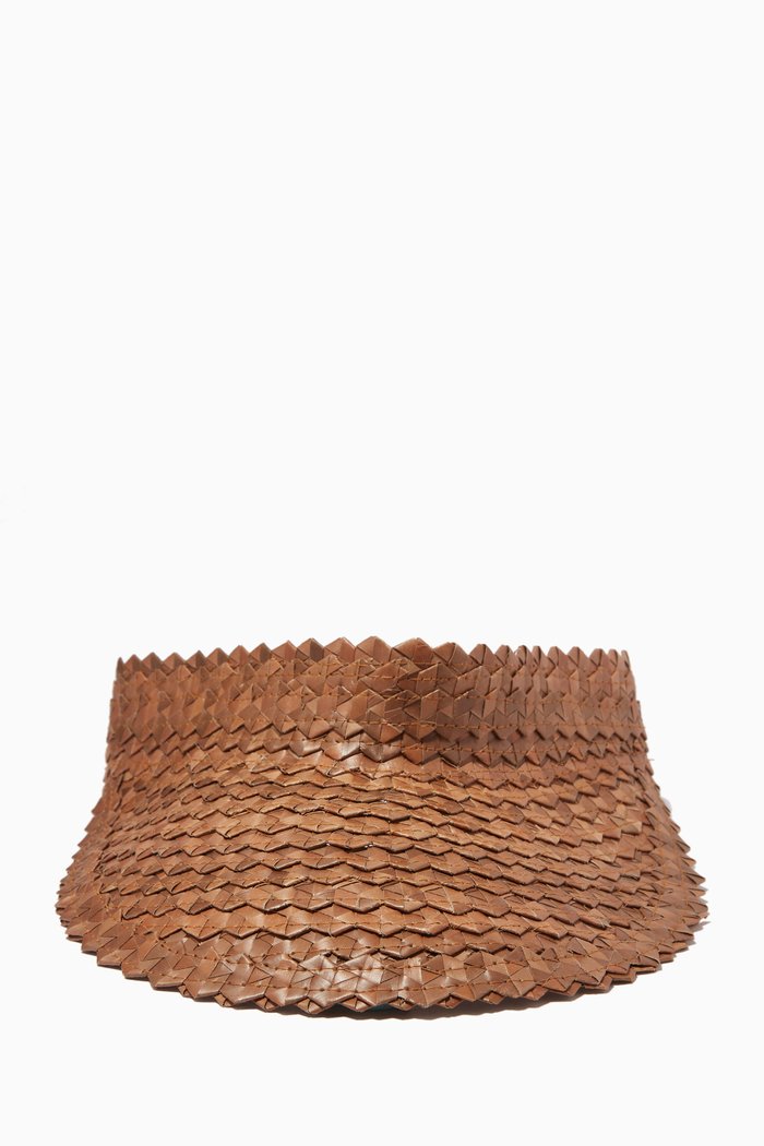 

Woven Straw Visor Hat, Brown