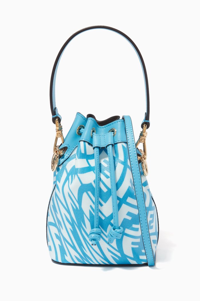 Mon Tresor Bucket Bag in FF Vertigo Glazed Canvas, Blue