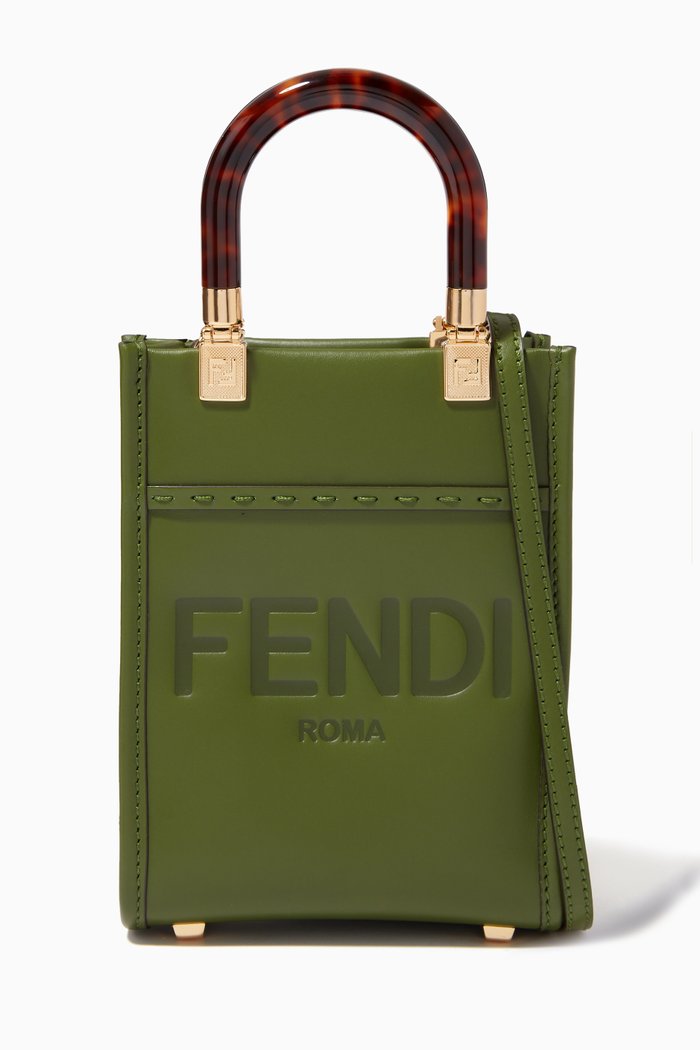 

Mini Sunshine Tote Bag in Leather, Green