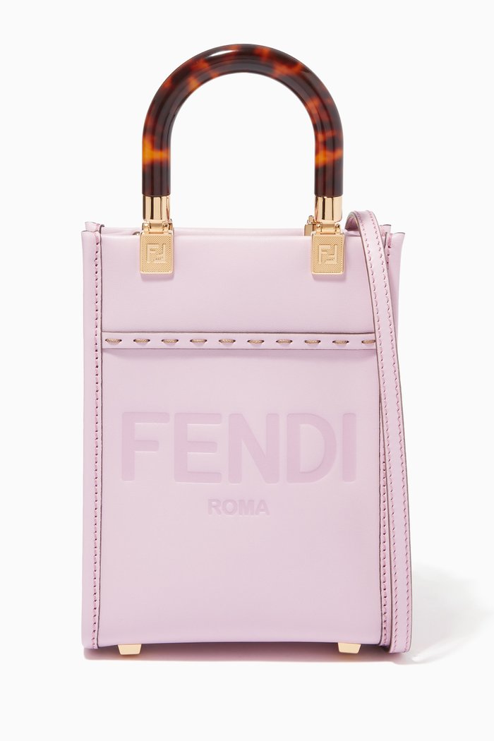 

Mini Sunshine Tote Bag in Leather, Pink