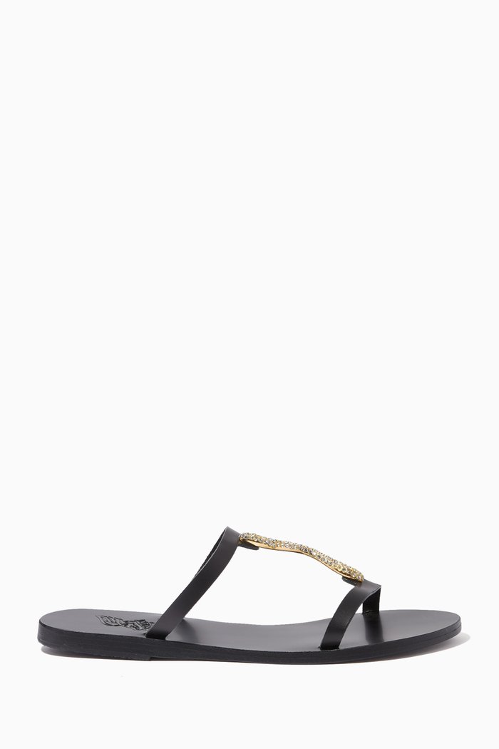 

Danae Crystal Sandals in Leather, Black