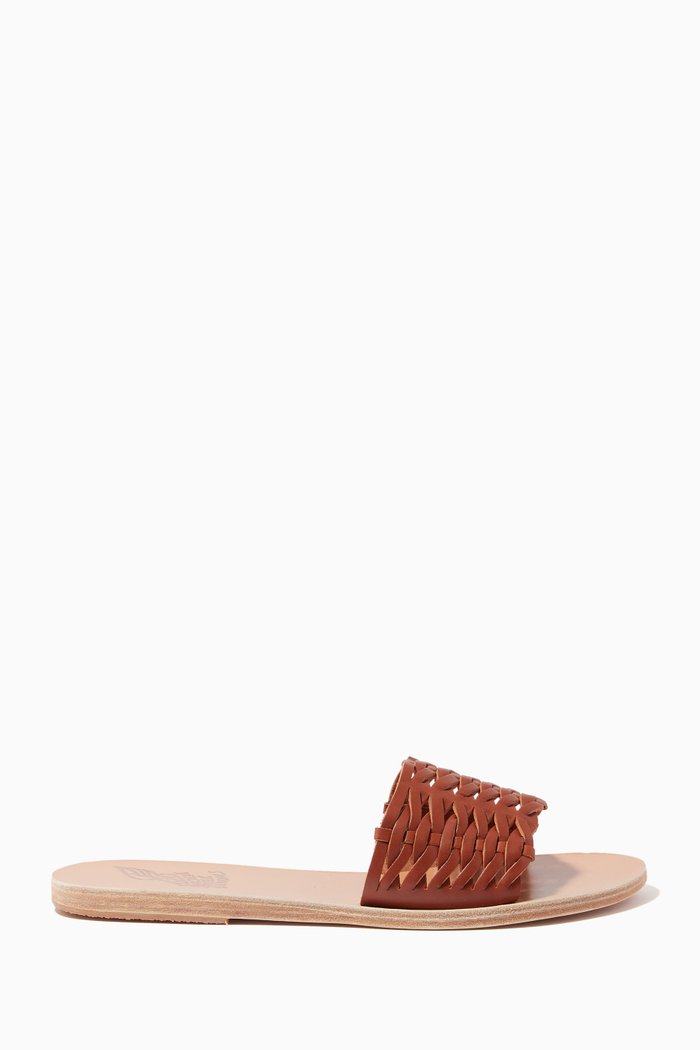 Taygette Sandals in Woven Leather, Black