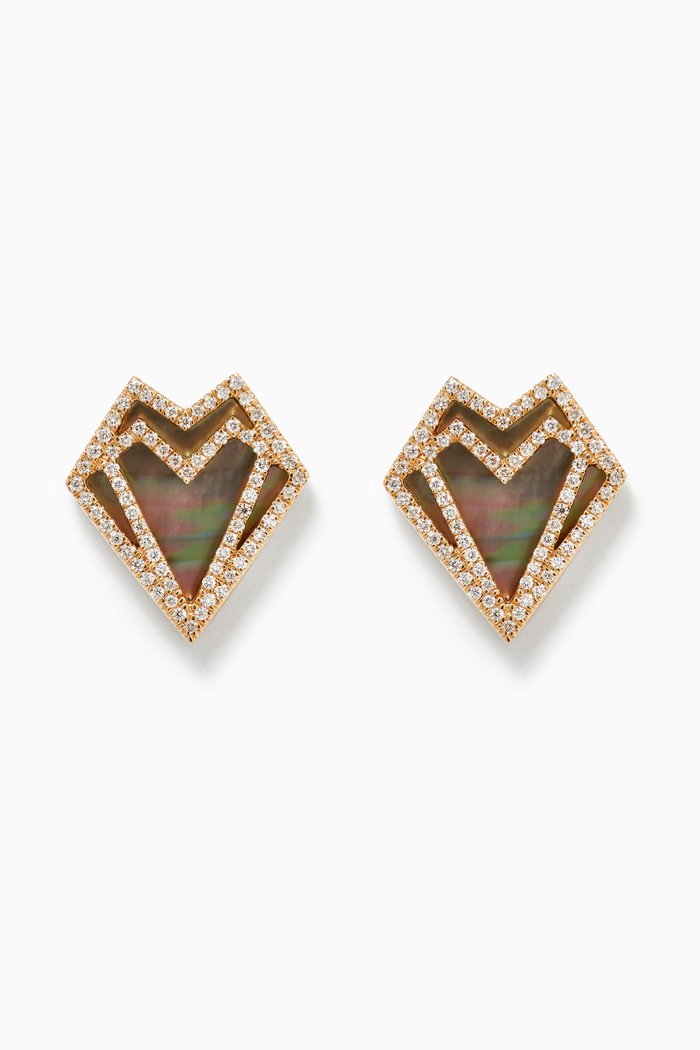 

My Heart Diamond Earrings with Grey Mother of Pearl in 18kt Rose Gold