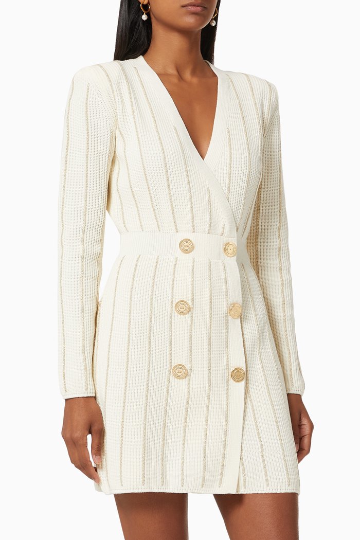

Coat Dress in Lurex Pinstripe Rib-knit, Gold