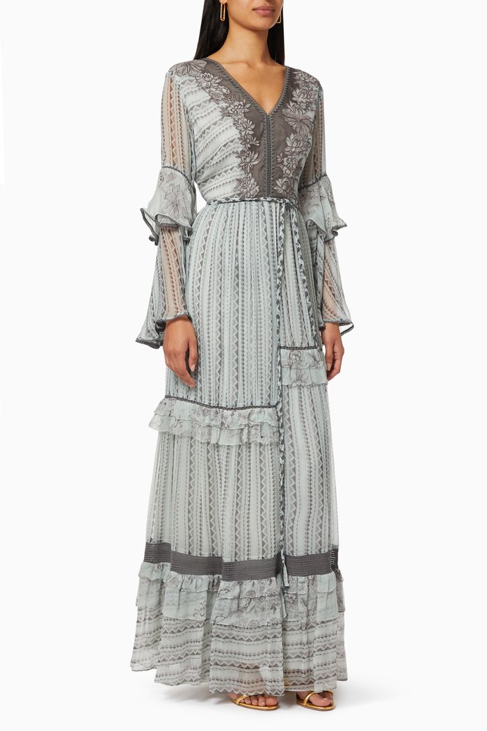 

Aztec Tiered Dress, Blue