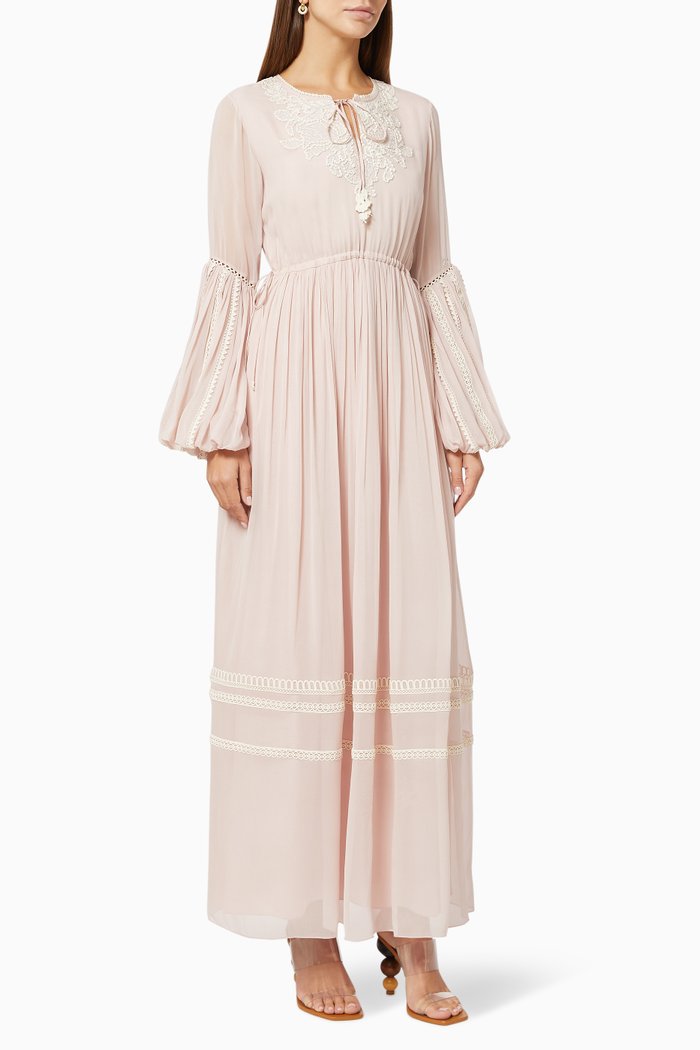 Floral Lineart Dress, Pink