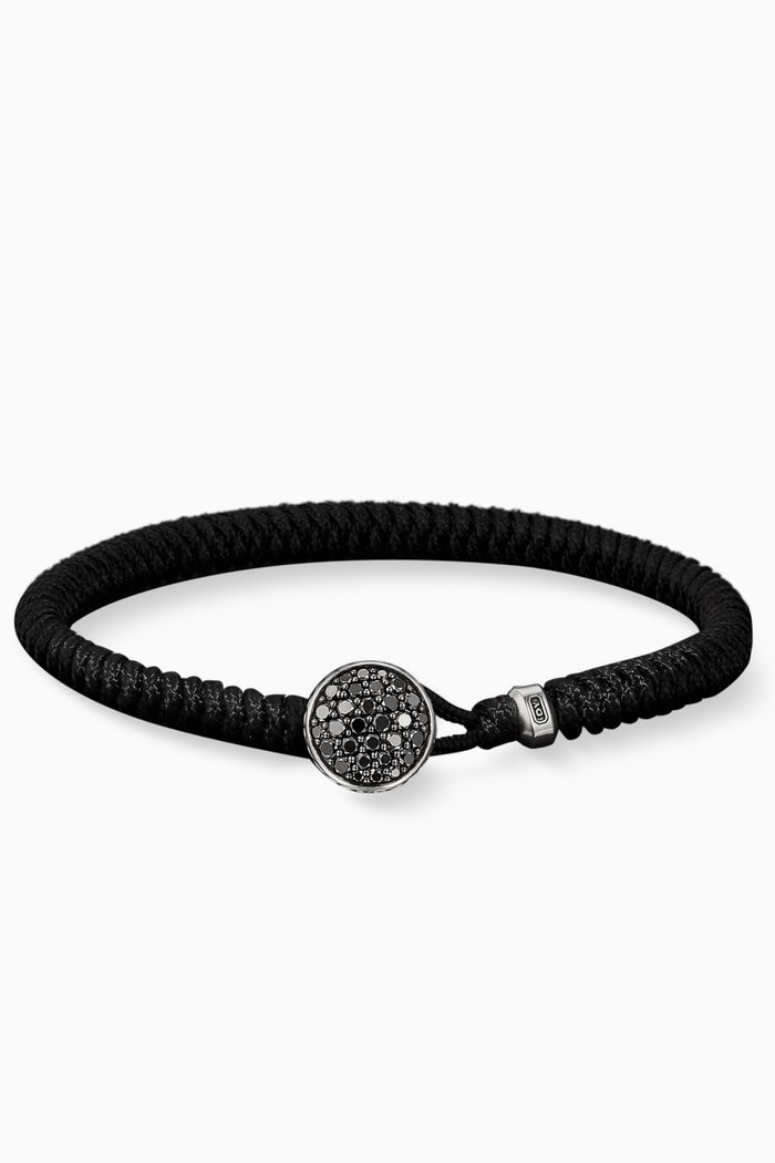 

Woven Nylon Bracelet with Pavé Black Diamonds in Sterling Silver
