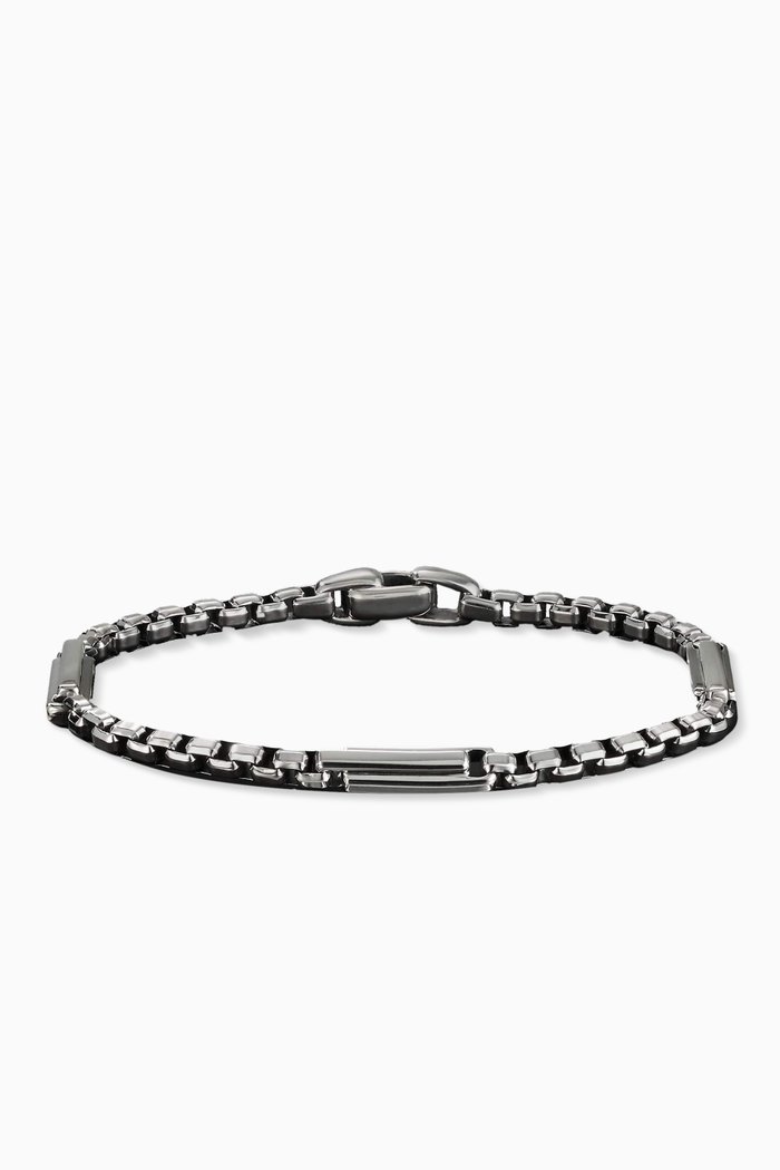

Streamline® Station Box Chain Bracelet with Pavé Black Diamonds in Sterling Silver