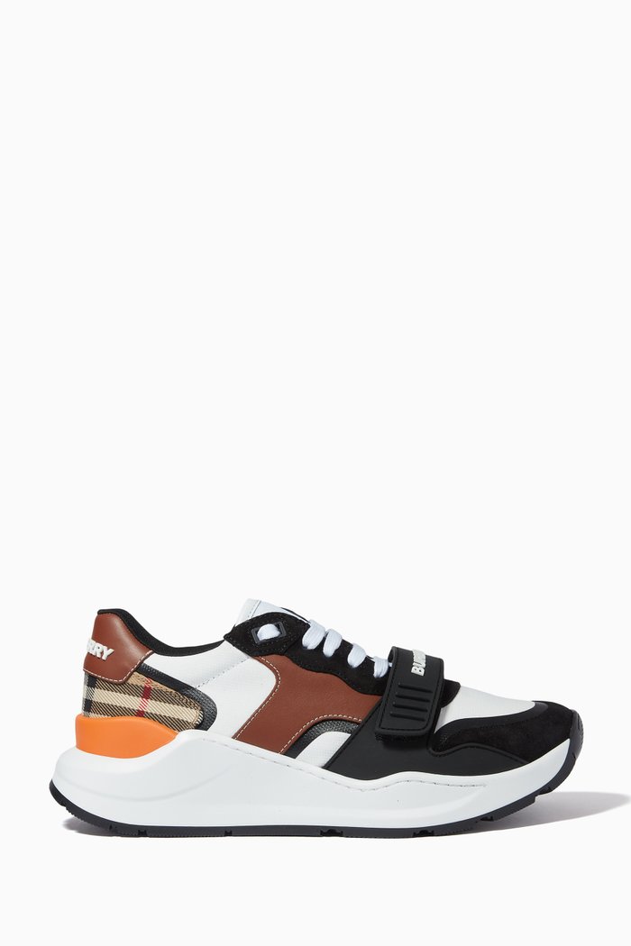 

Vintage Check Sneakers in Leather & Suede, Black