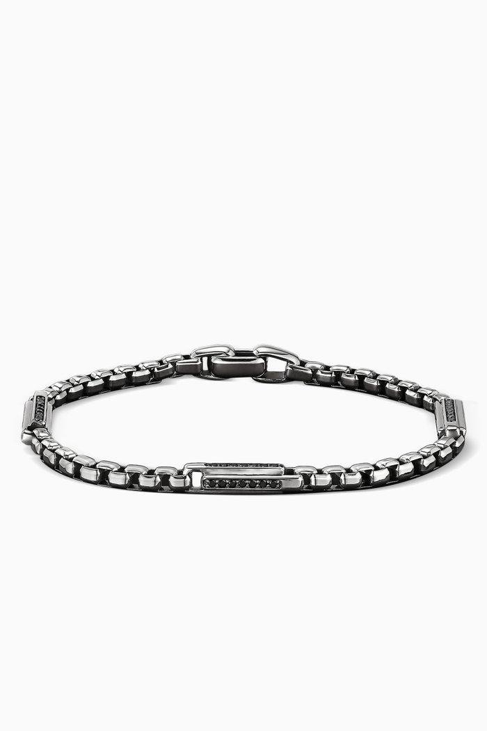 

Streamline® Pavé Black Diamonds Station Box Chain Bracelet in Sterling Silver