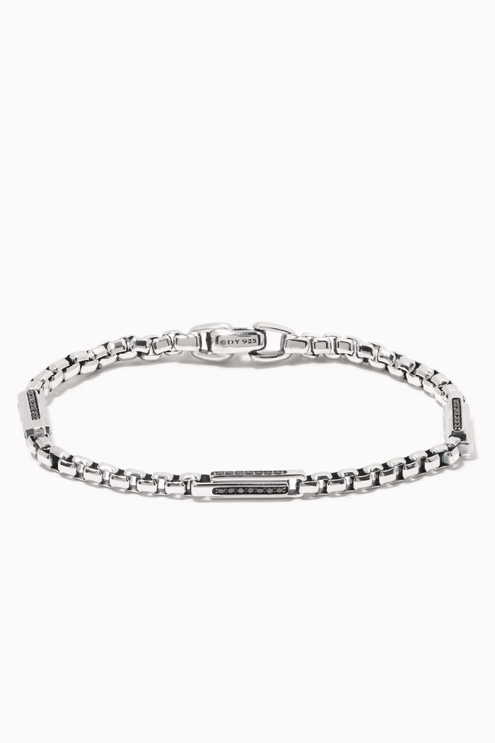 

Streamline® Pavé Black Diamonds Station Box Chain Bracelet in Sterling Silver