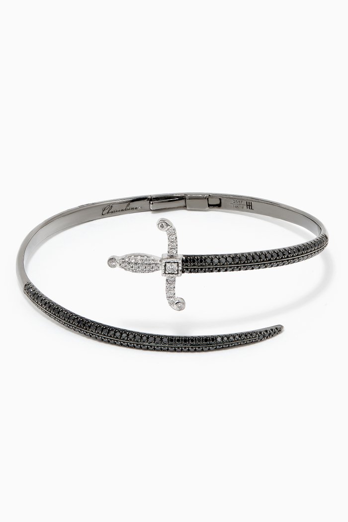 Swords of Love Cuff Bracelet in Black Rhodium & 18kt White Gold