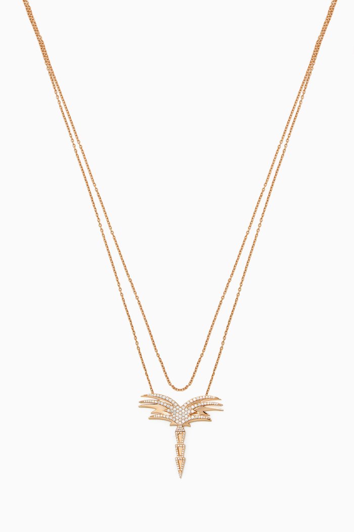 

Edges of Nature Double Chain Necklace with Diamonds in 18kt Rose Gold
