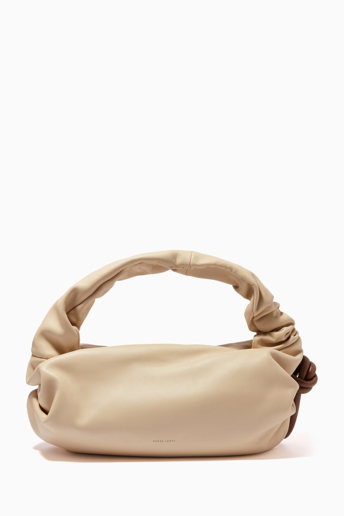 

Lola Beads Tote Bag in Leather, Neutral