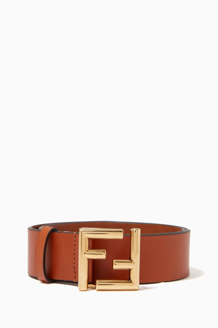 

FF Logo Belt in Leather, Brown