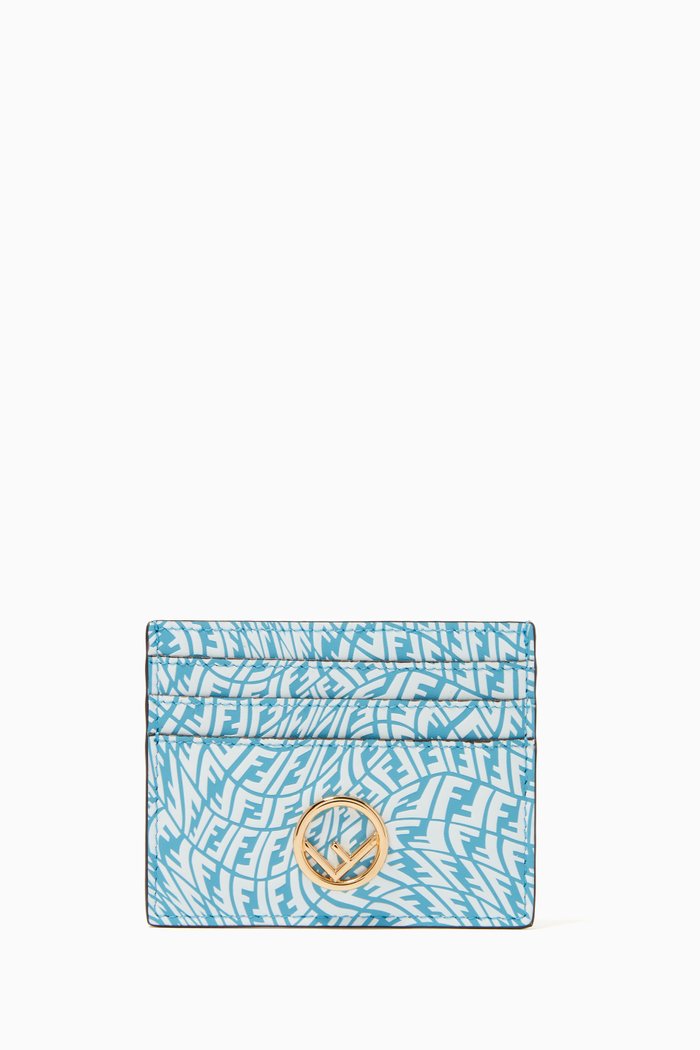 

Vertigo Logo Card Holder in Leather, Blue