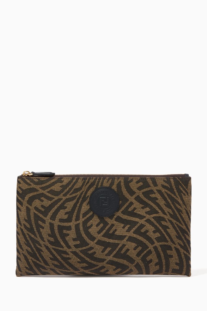 

Flat Pouch in FF Jacquard, Brown