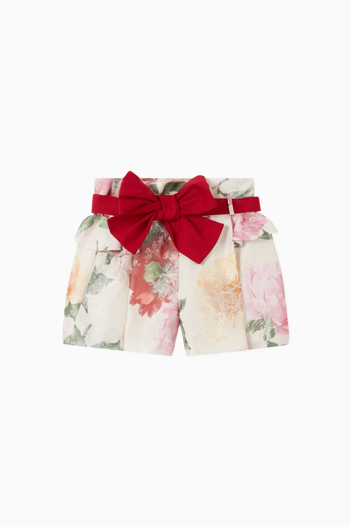 Floral Shorts with Frills, Multicolour