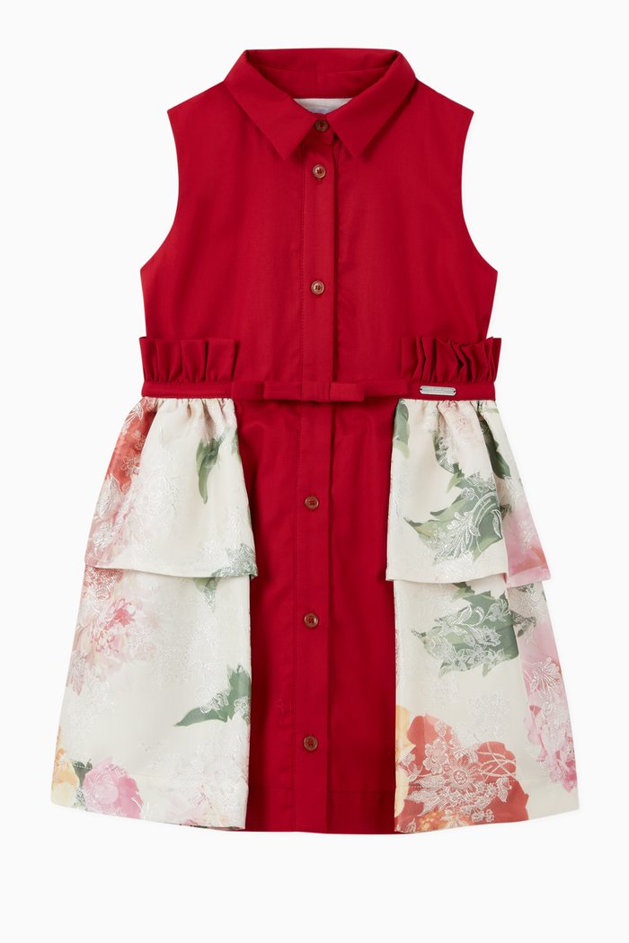 

Roma Peplum Dress with Frills, Red