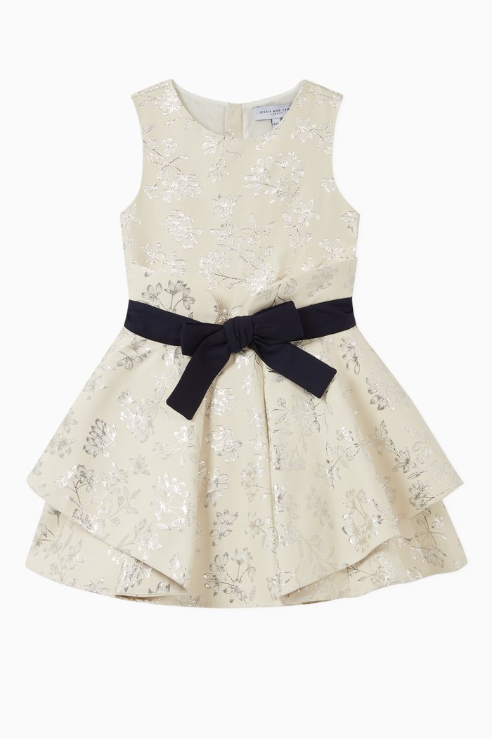 Wavy Belted Dress, Neutral