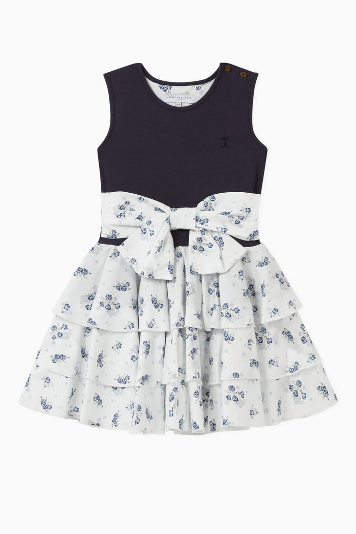 

Twisted Circle Floral Dress, Blue
