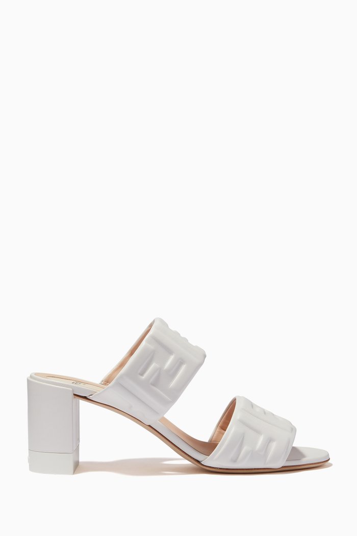 

FF Embossed Mules in Nappa, White