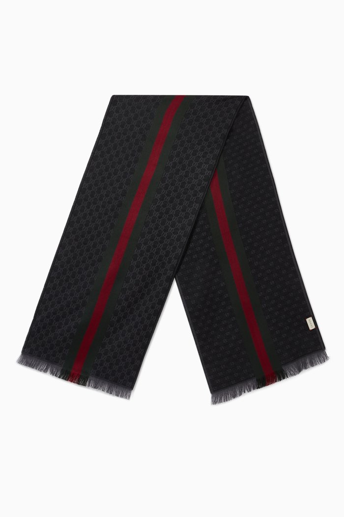 Monogram Jacquard Silk Scarf, Black