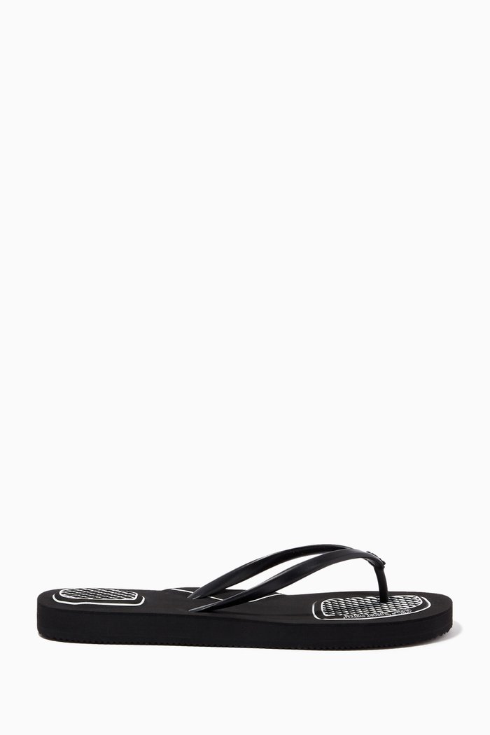 

"Support System" Flip Flops in Rubber, Black