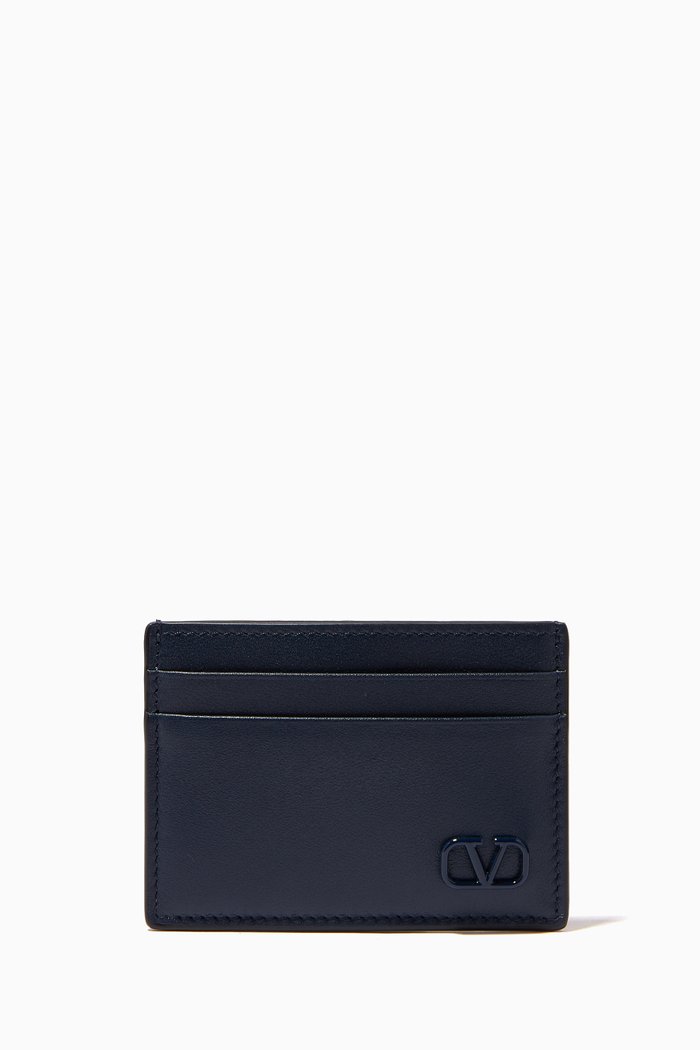 

Valentino Garavani VLOGO Cardholder in Leather, Blue