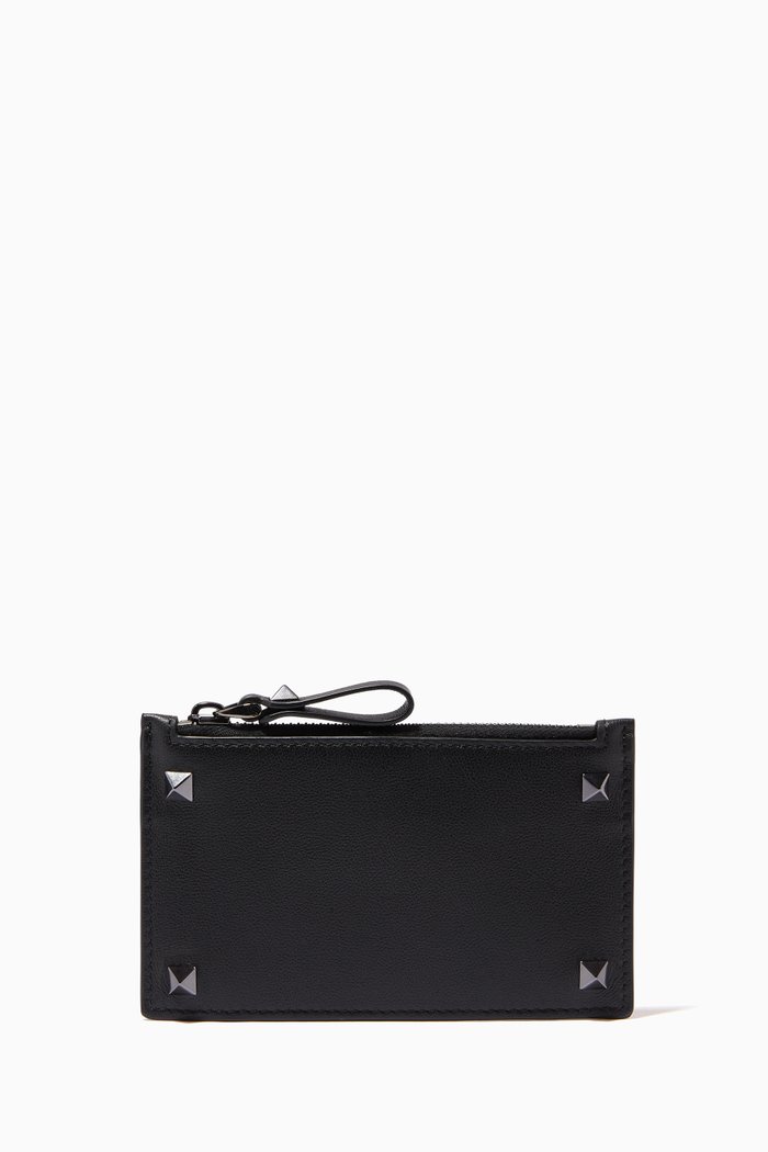 

Valentino Garavani Rockstud Cardholder in Leather, Black