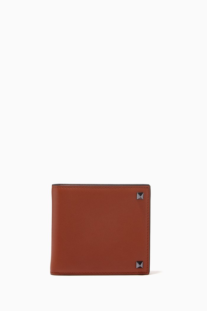

Valentino Garavani Rockstud Wallet in Calfskin, Brown