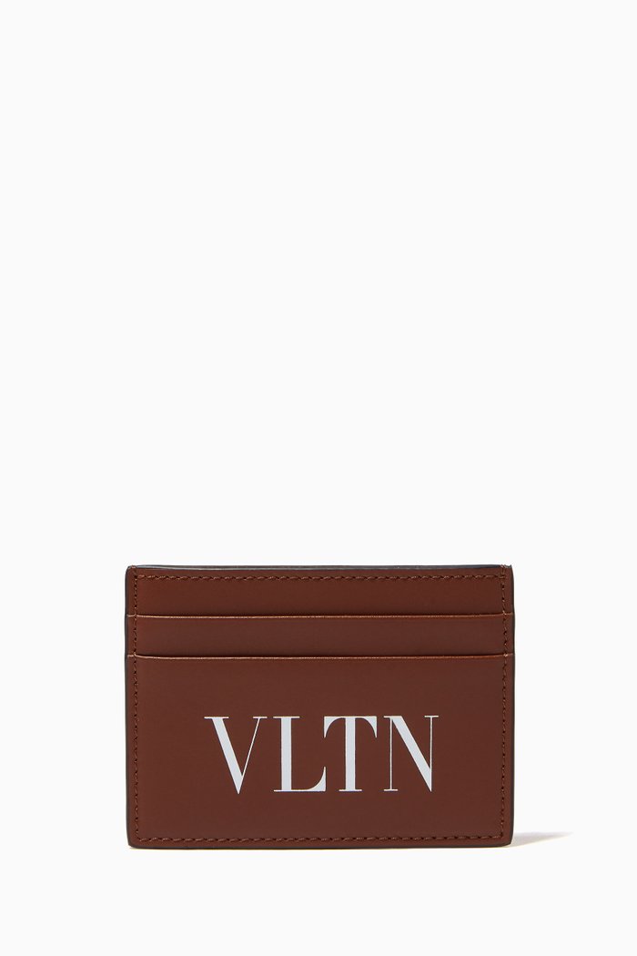 

Valentino Garavani VLTN Cardholder in Calfskin, Brown