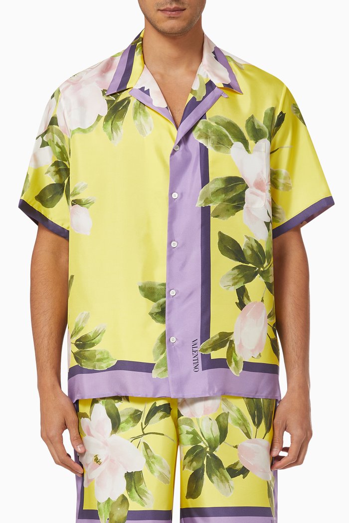

Flying Flowers Bowling Shirt in Silk, Multicolour