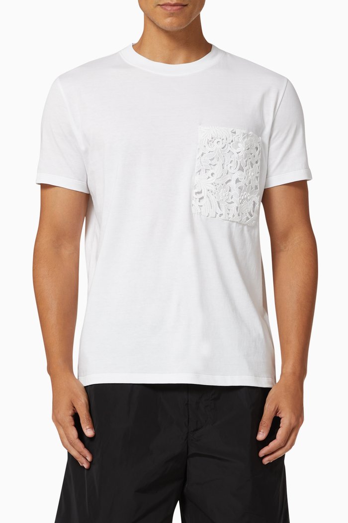 

Macramé Pocket T-shirt in Cotton, White