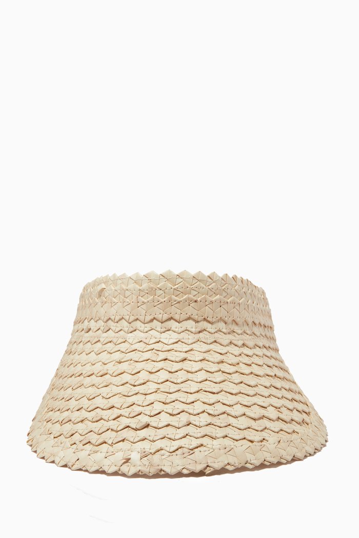 

Woven Straw Visor Hat, Neutral