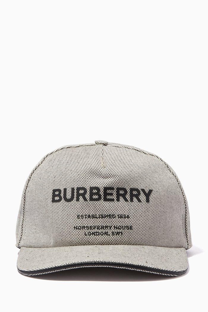 

Baseball Cap with Horseferry Print in Cotton Canvas, White