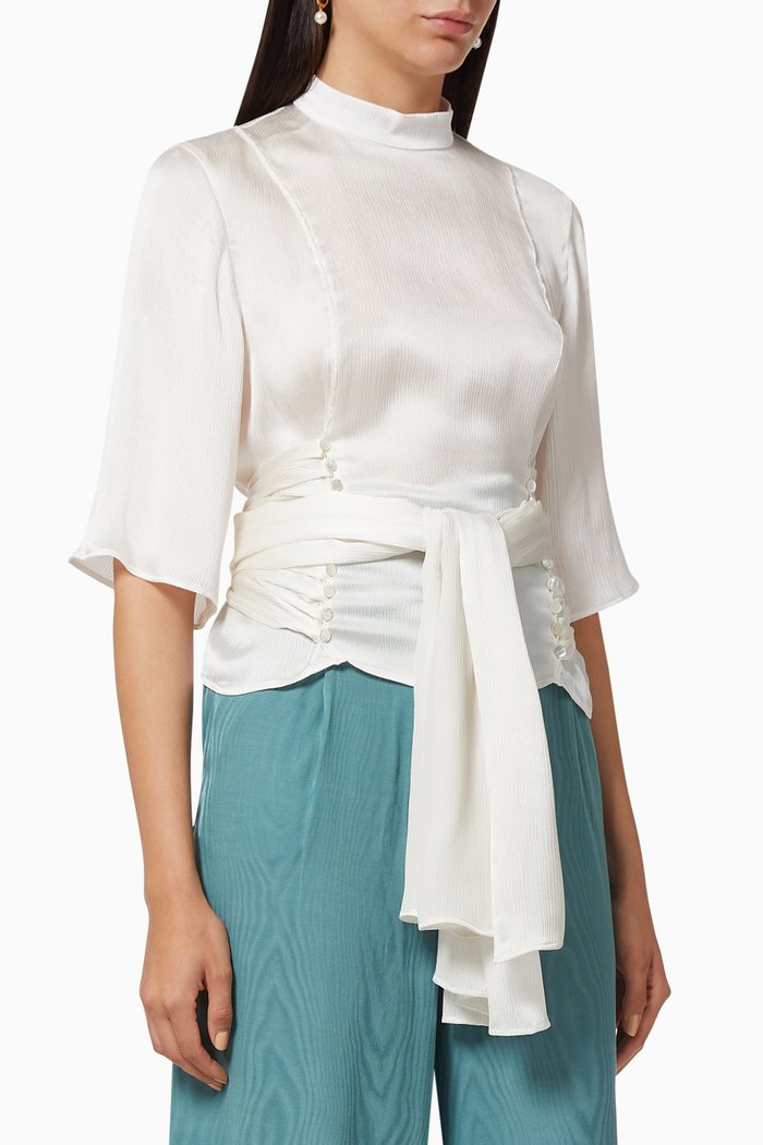

Mother of Pearl Silk Top, White