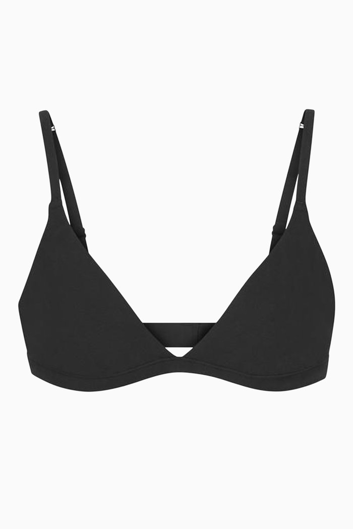 

Cotton Triangle Bralette, Black