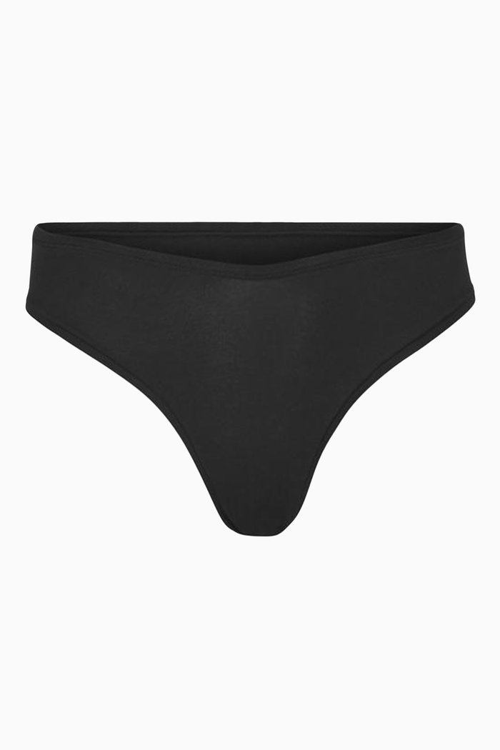 

Cotton Jersey Dipped Thong, Black
