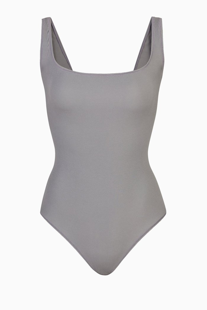 

Cotton Rib Bodysuit, Grey