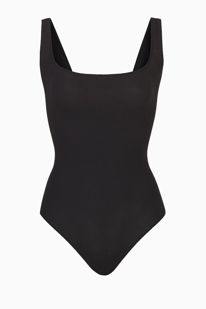 

Cotton Rib Bodysuit, Black