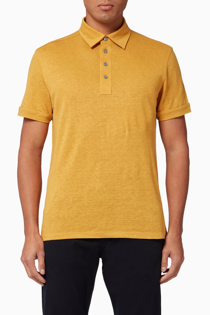 

Linen Short Sleeve Polo, Yellow