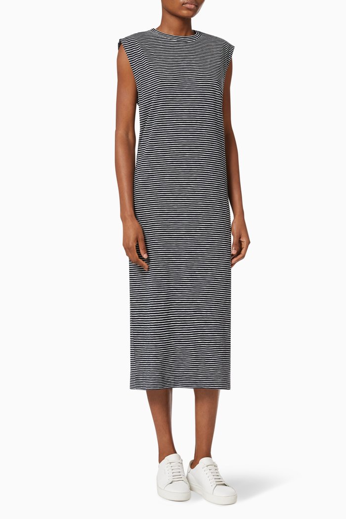 

Easy Minimal Stripe Dress in Jersey, Black