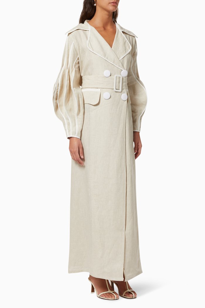 

Belted Linen Dress, Neutral