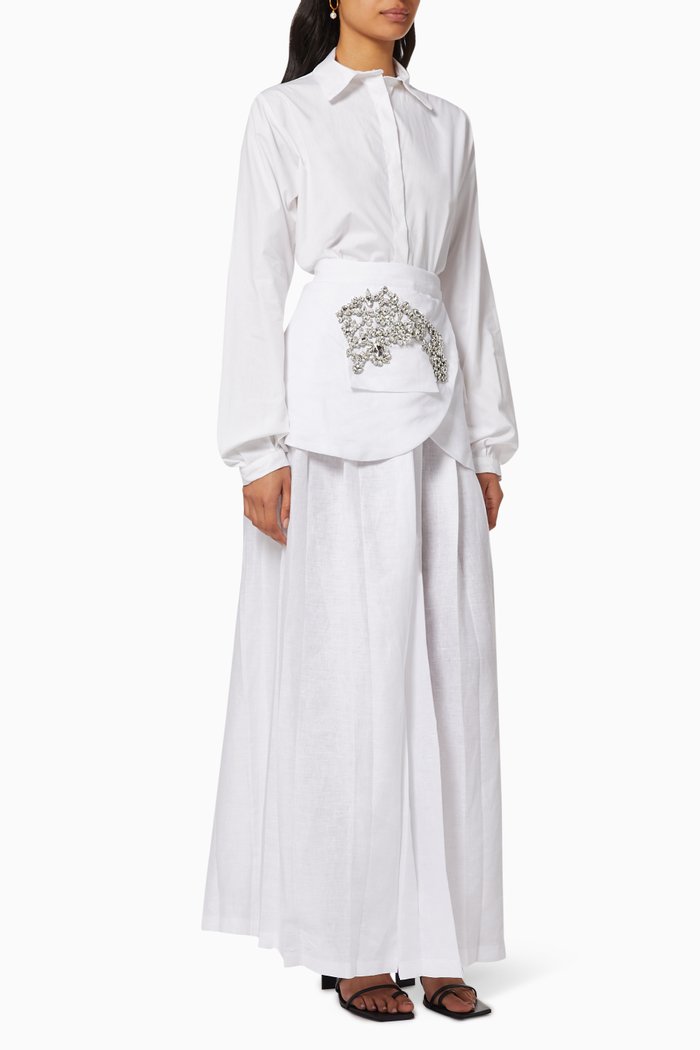 

Shirt & Skirt Embellished Set, White